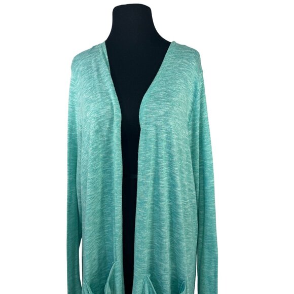 Lularoe Cardigan Duster Sweater Open Front With Pockets Teal Size XL - Picture 2 of 7
